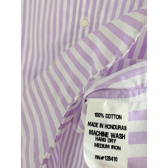 Ann Mashburn Boyfriend Shirt Sz M Lavender White Stripe Button Down - Picture 11 of 16